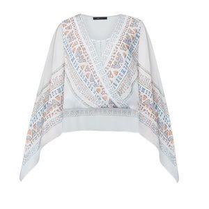 BCBG MAX AZRIA “KASIA” PYRAMID-PRINT TOP